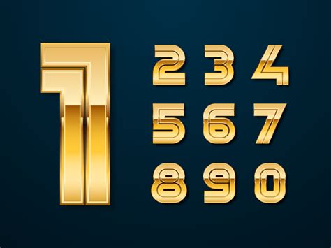 Golden Bold Numbers Vector Set 247367 Vector Art at Vecteezy