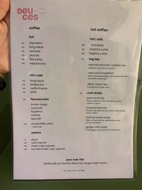 Menu At Deuces Coffee Cafe Makati