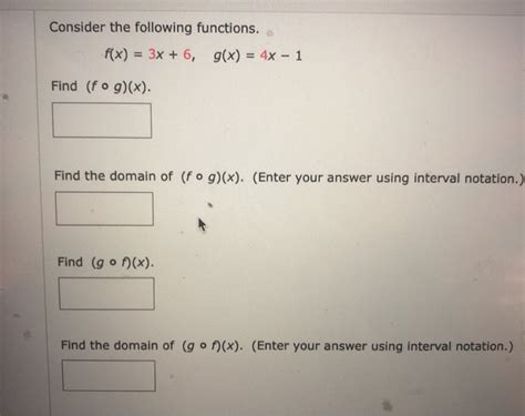 Solved Consider The Following Functions F X 3x 6 G X Chegg