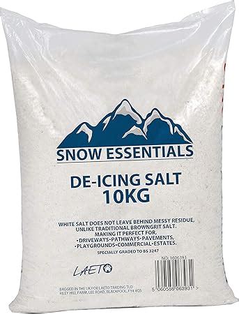 Laeto Snow Essentials 10kg Bag Of White De Icing Grit Rock Salt Perfect