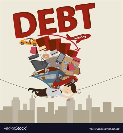 Businessman with debt debt concept cartoon Vector Image