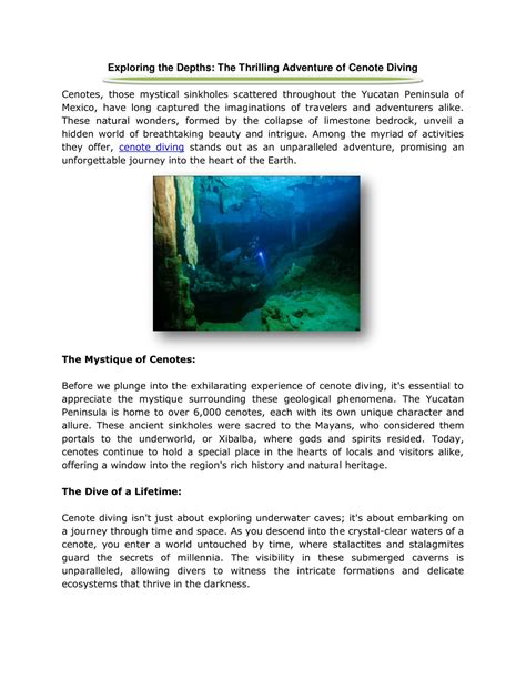 PPT Exploring The Depths The Thrilling Adventure Of Cenote Diving