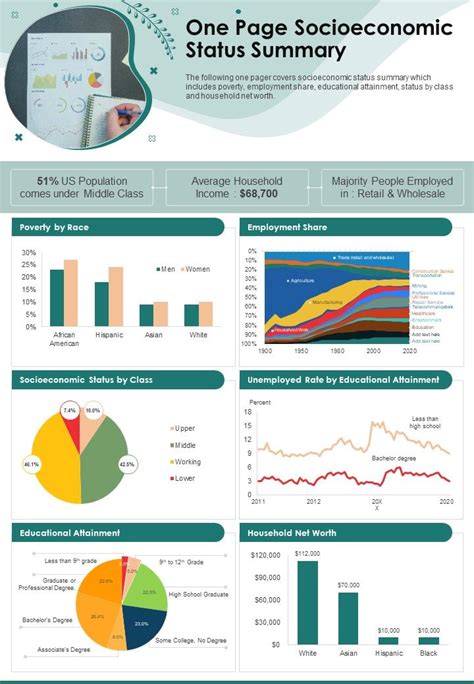 One Page Socioeconomic Status Summary Presentation Report Infographic