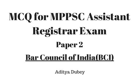 Mcq Assistant Registrar Exam Mppsc Paper Bar Council Of India Bci