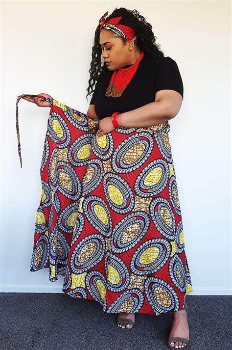 African Print Wrap Skirt Red And Yellow Nz