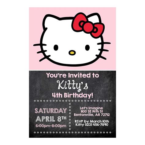 Hello Kitty Invitations Chalkboard General Prints