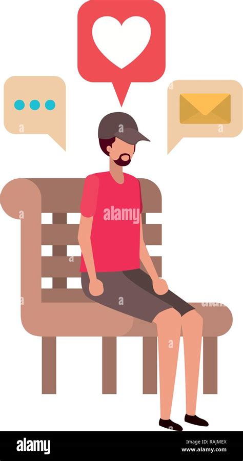 Man Sitting On Bench With Dialogue Bubble Stock Vector Image Art Alamy