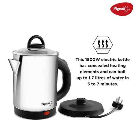 Pigeon By Stovekraft Quartz Electric Kettle With Stainless Steel Body