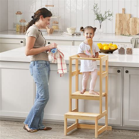 AMBIRD Toddler Step Stool, 3 Adjustable Height Kitchen Step Stool for ...