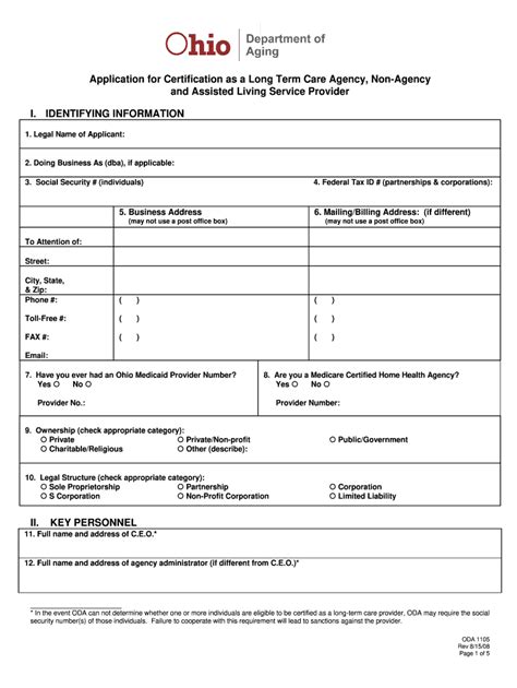 Ohio Department Of Aging Provider Certification Fill Out Sign Online