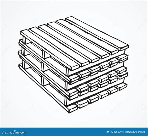 Pallet Vector Drawing Stock Vector Illustration Of Container