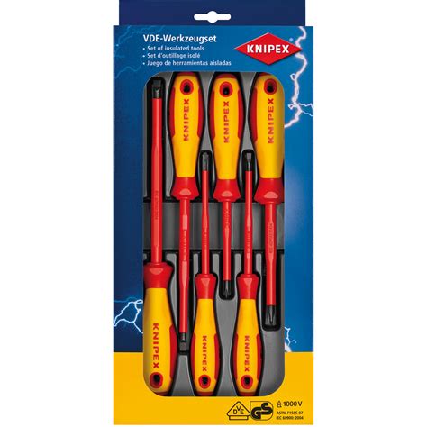 Knipex 00 20 12 V01 VDE Screwdriver Set Slotted Philips 6 Piece