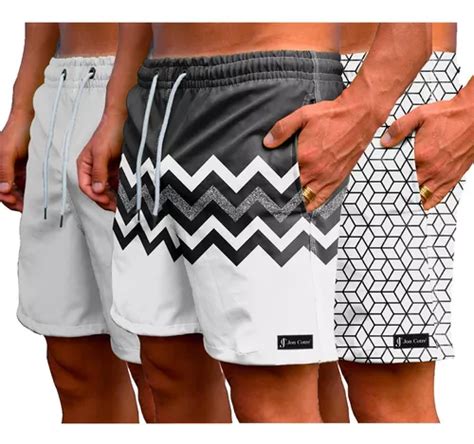 Kit 3 Short Moda Praia Tactel Grosso Bermuda Verão Masculina