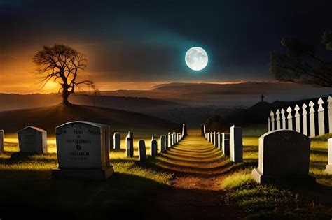 Una Luna Llena Brilla En Un Campo Con Una Luna Llena En El Fondo