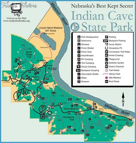 Indian Cave State Park Map Nebraska Travelsfinders