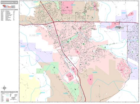 Pleasanton California Wall Map Premium Style By Marketmaps