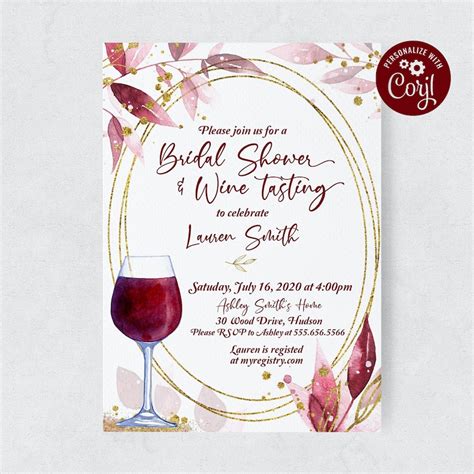 Wine Tasting Bridal Shower Invitation Template Wine Bridal Shower Invitation Wine Bridal