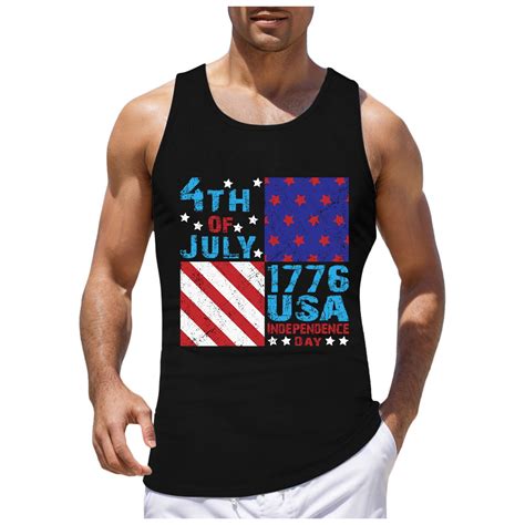 Chu Chu Mens Fashion Independence Day Casual Vest Top Sleeveless Elastic Close Fitting Body