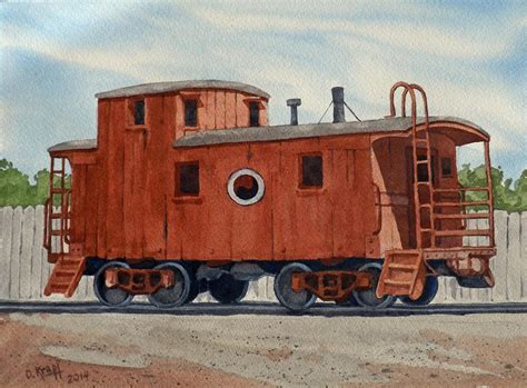 Cute Red Caboose Painting By Dan Krapf Fine Art America