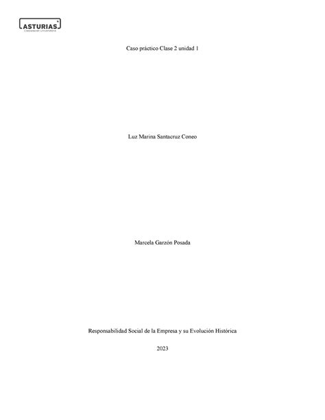 Caso Pr Ctico Responsabilidad Social Caso Pr Ctico Clase Unidad