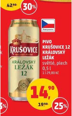 ARCHIV PIVO KRUŠOVICE 12 KRÁLOVSKÝ LEŽÁK 0 5 l v akci platné do 23