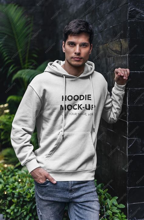 Premium Psd Hoodie Mockup On A Mans Hoodie