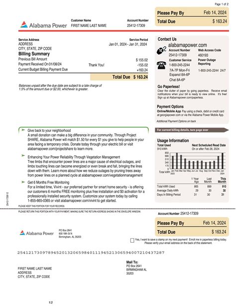 Alabama Fake Utility Bill Template