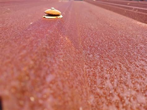 Surface Texture Of Rusty House Roof Spandek Stock Image Image Of