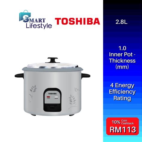 Toshiba 2 8L Conventional Rice Cooker RC T28CEMY GY Shopee Malaysia