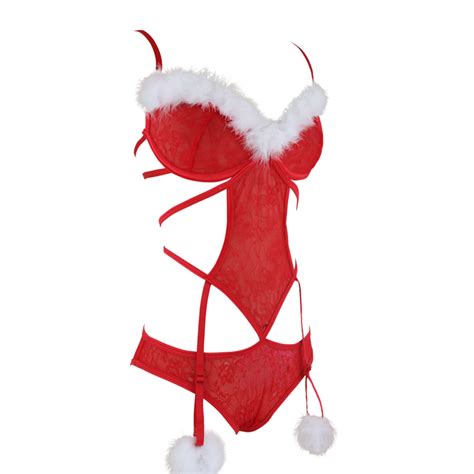 Sexy Red Floral Lace Strappy One Piece Night Wear Lingerie N