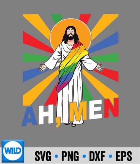 Ah Funny Lgbt Gay Pride Jesus Rainbow Flag Christian Lovely SVG LGBT SVG Cut File WildSvg