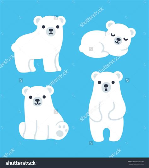 Cute Cartoon Polar Bear Cubs Collection Stock Vector Royalty Free