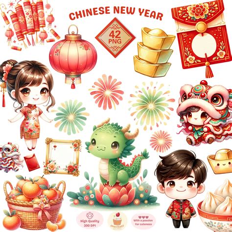 Chinese New Year Clipart, Watercolor China Festive PNG, Lunar New Year ...