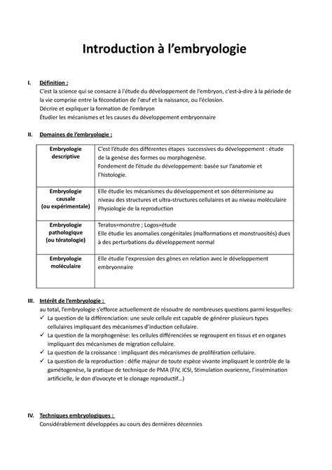 Introduction à l embryologie Introduction à lembryologie I