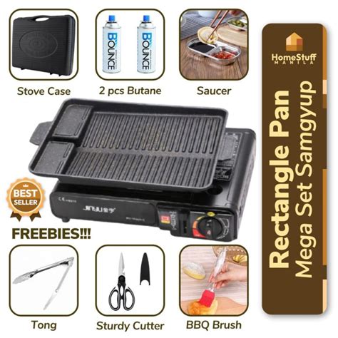 Ships Immediately Fast Delivery Samgyupsal Authentic Mega Set Rectangle Grill Pan W Portable