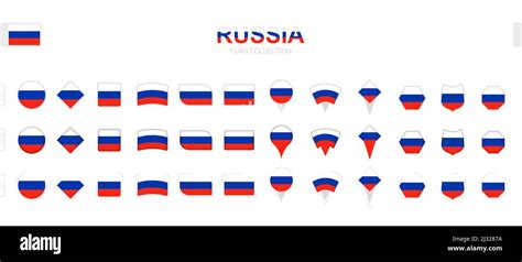 Large Collection Of Russia Flags Of Various Shapes And Effects Big Set