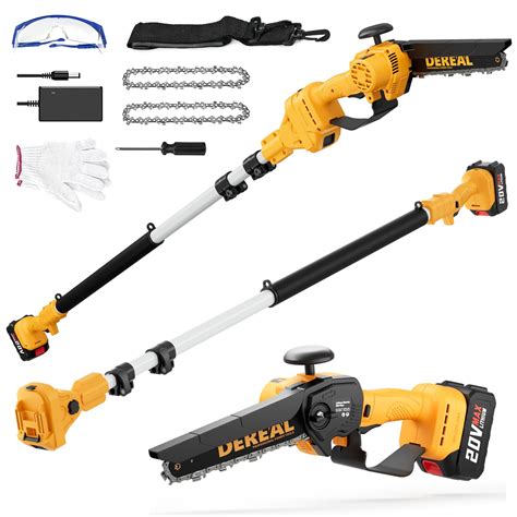 2-in-1 Cordless Pole Saw, Brushless Mini Chainsaw with Pole, 20V 4.0Ah Battery Powered Pole Saws ...