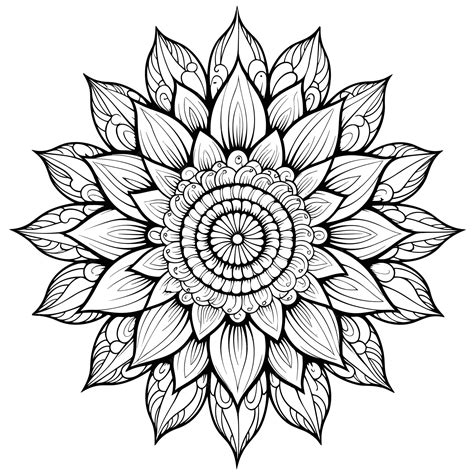 Premium Vector Sunflower Mandala Coloring Page Adults Flower Coloring Pages Eps