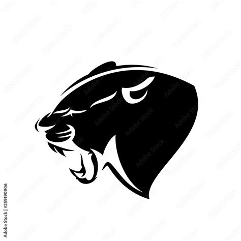 roaring panther profile head - black leopard side view vector design ...