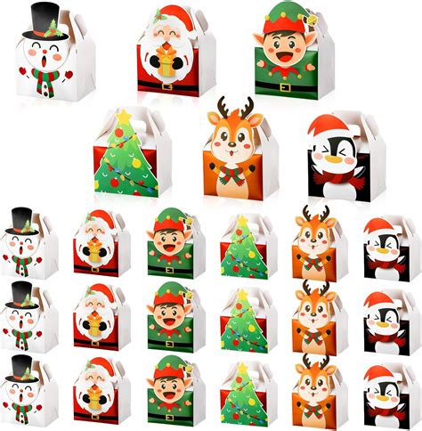 Amazon Cholemy Pcs Christmas Treat Boxes D Cardboard Gable