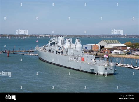 Hms Bristol In Portsmouth Harbor England Stock Photo Alamy