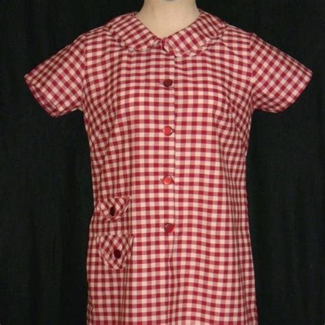 1950's plus size red & white plaid dress