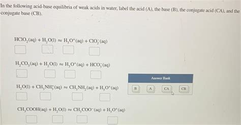 [answered] In The Following Acid Base Equilibria Of Weak Acids In Kunduz