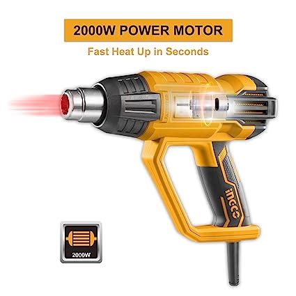 Ingco Heat Gun W Heavy Duty Hot Air Gun Heat Gun With Overload Protection For Crafts