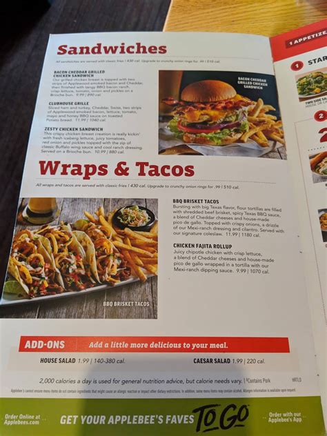 Menu at Applebee's Grill + Bar, Jacksonville, W Morton Ave