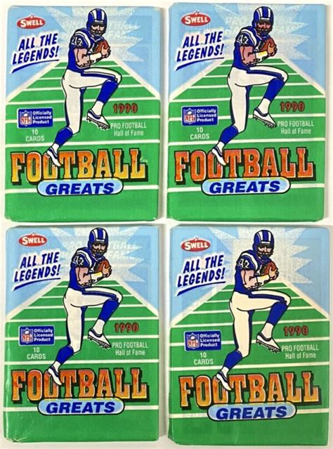 Swell 1990 Nfl Pro Football Hall Of Fame Greats 4 Wax Pack Bundle 10