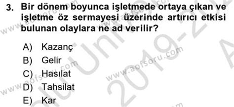 AÖF Sağlık Kurumlarında Maliyet Muhasebesi Dersi 2019 2020 Yılı Vize