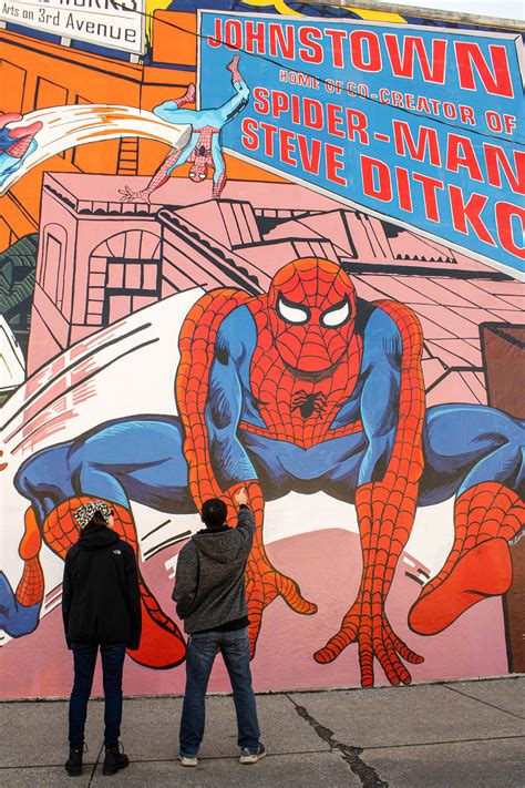 Spider Man And Doctor Strange Steve Ditko Mural Visit Johnstown