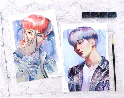 Ateez Hongjoong Seonghwa Print A Kpop Art Etsy