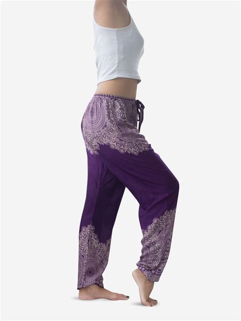 Purple Feather Mandala Harem Pants Lanna Soul